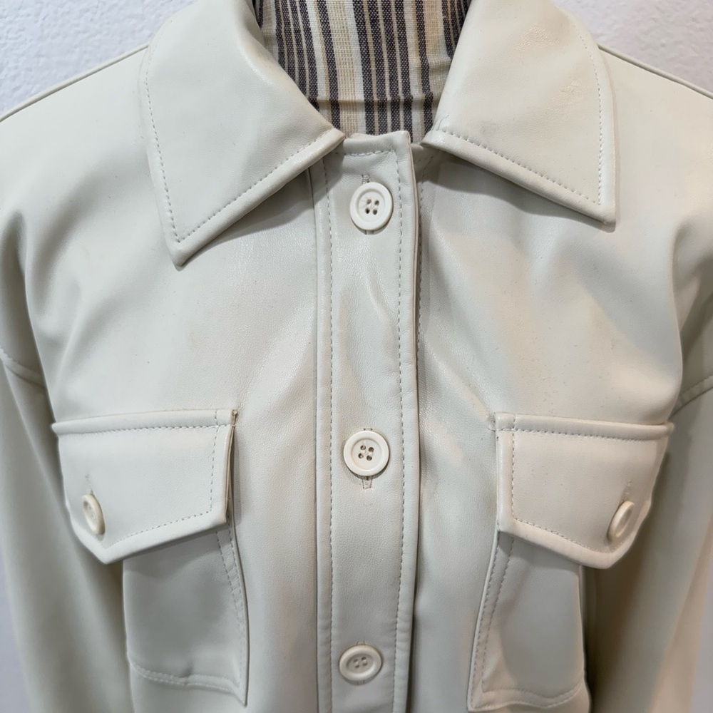 Steve Madden Faux Leather jacket medium Cream - Picture 8 of 9